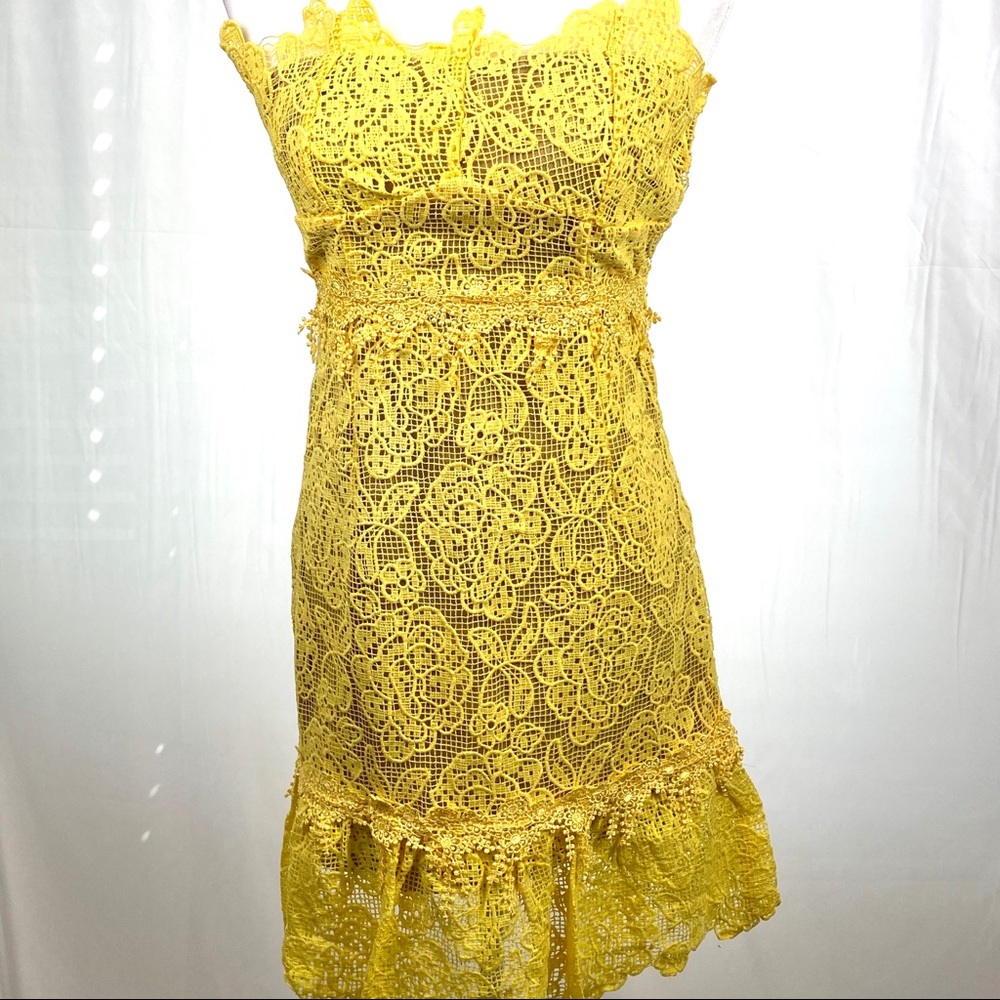 NET FOXIEDOX yellow lace dress